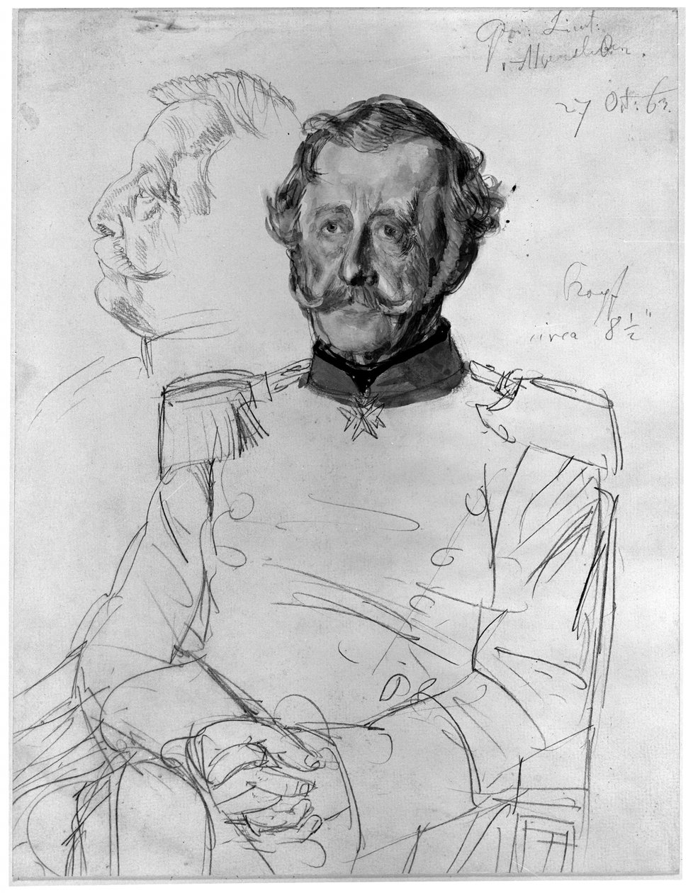 Gustav von Alvensleben. Studio per il dipinto "Incoronazione di Guglielmo I a Königsberg" da Adolph Menzel