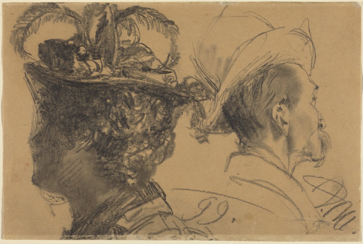 Teste di un uomo e di una donna da Adolph Menzel