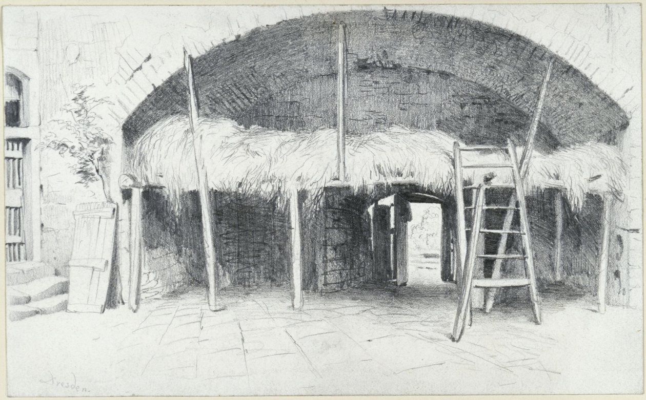 Accampamento sotto un arco della Jungfernbastei a Dresda da Adolph Menzel