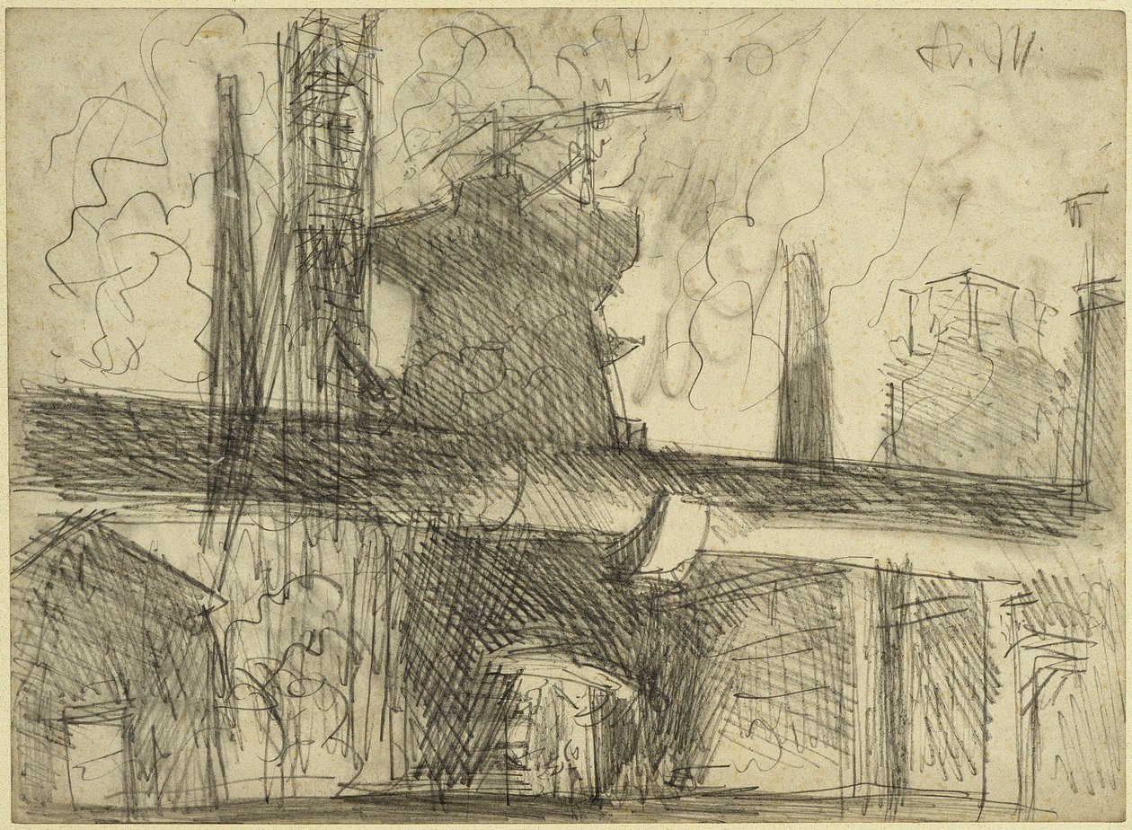 Altoforno, ciminiere, condotta a Königshütte da Adolph Menzel