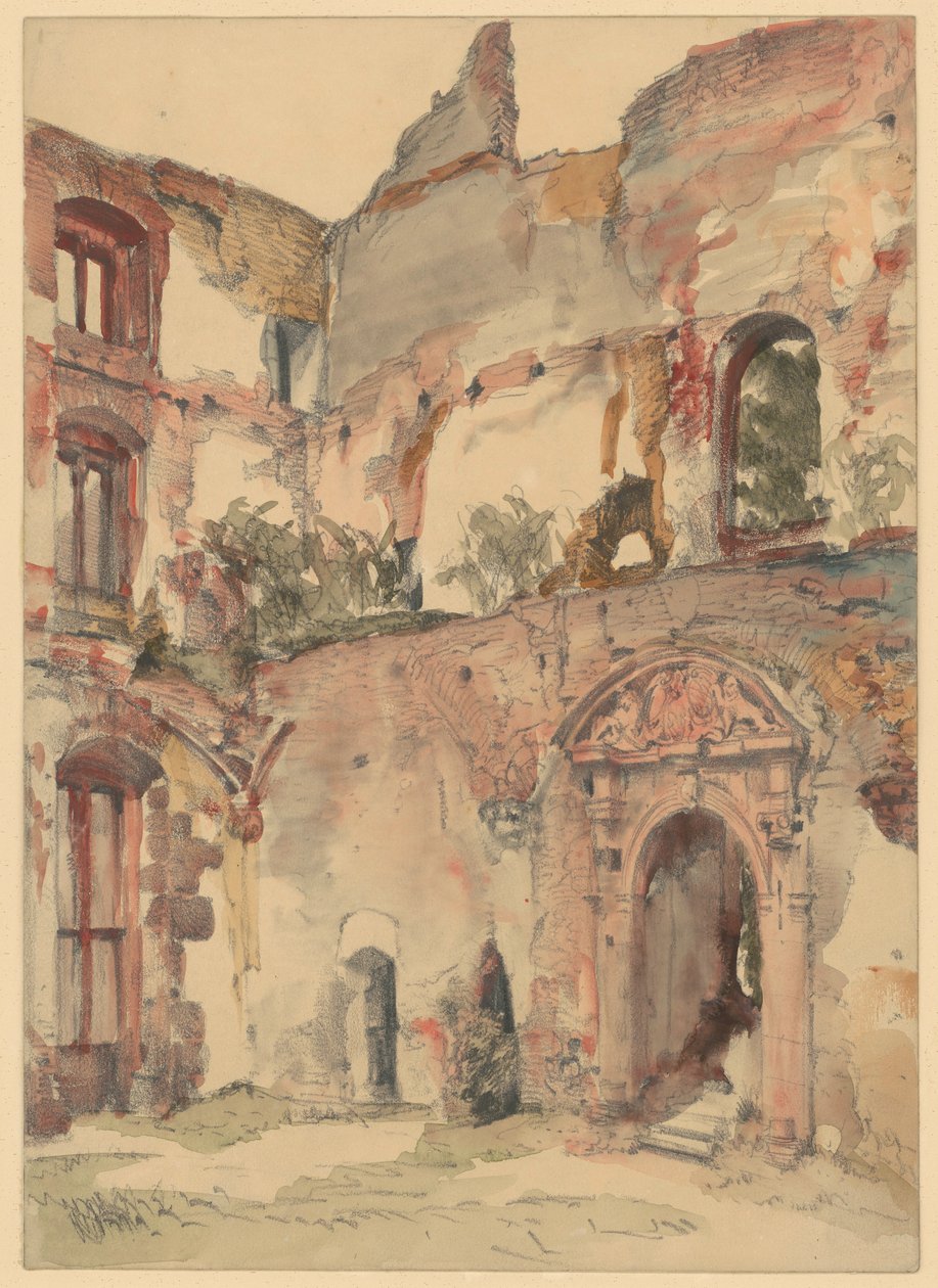 Tra le rovine del castello di Heidelberg da Adolph Menzel