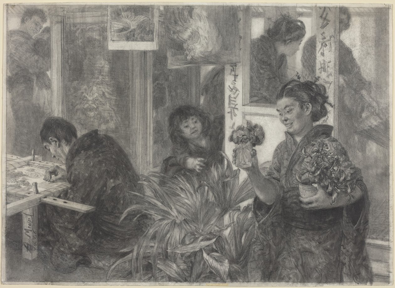 Un artista giapponese al lavoro da Adolph Menzel