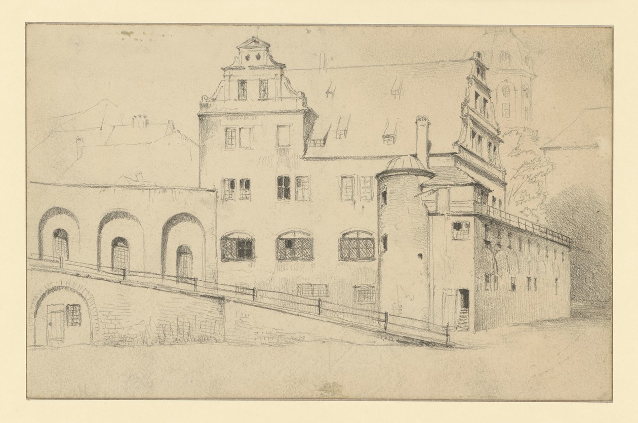 Edificio della Cancelleria a Dresda, visto dallo Stallhof da Adolph Menzel