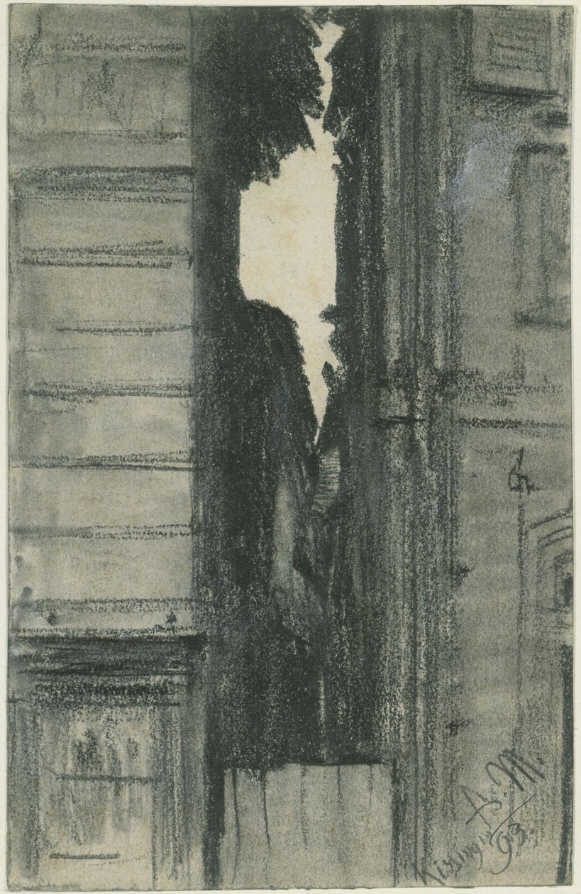 Kissingen: una stretta visuale tra due case da Adolph Menzel