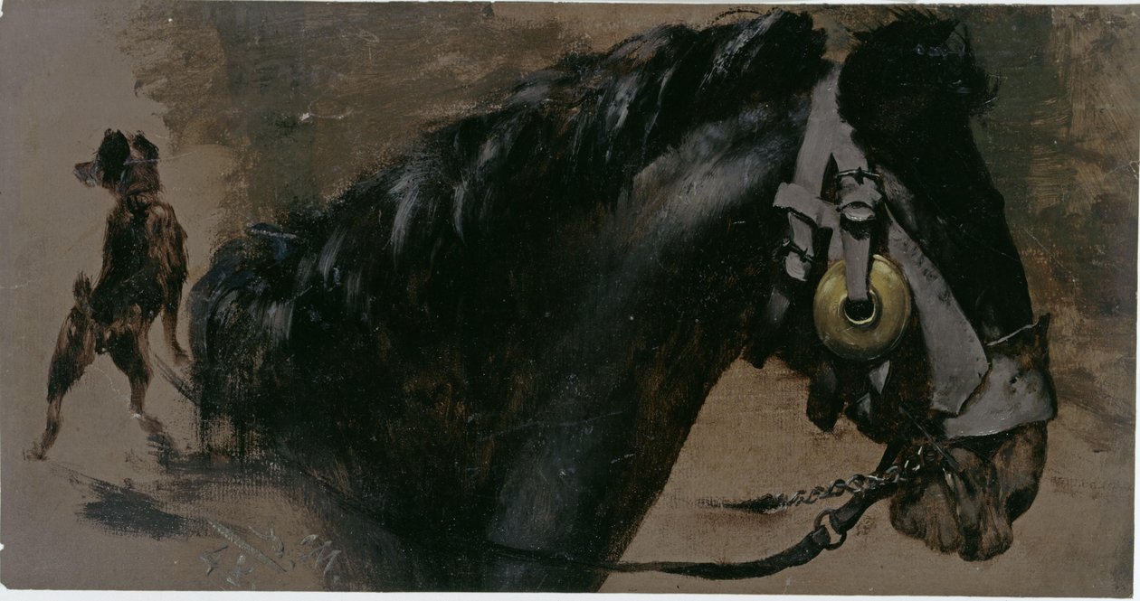 Testa di un cavallo e di un cane da Adolph Menzel