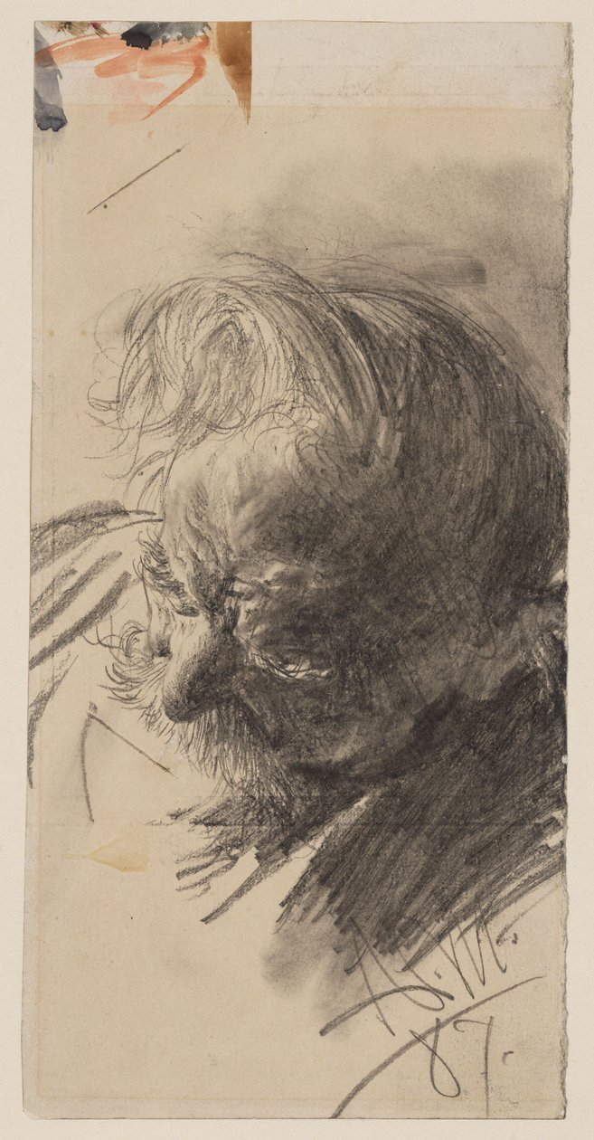 Studio del volto di un anziano barbuto da Adolph Menzel