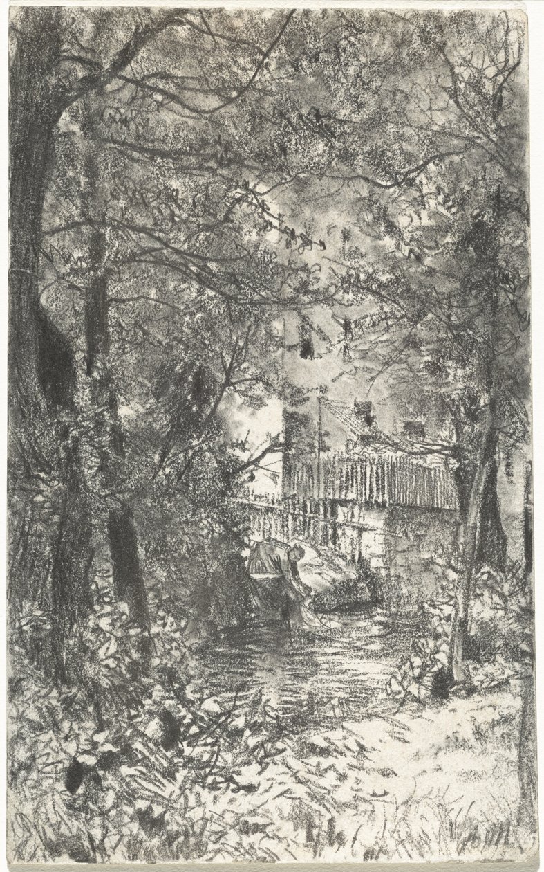 Paesaggio con lavandaia da Adolph Menzel