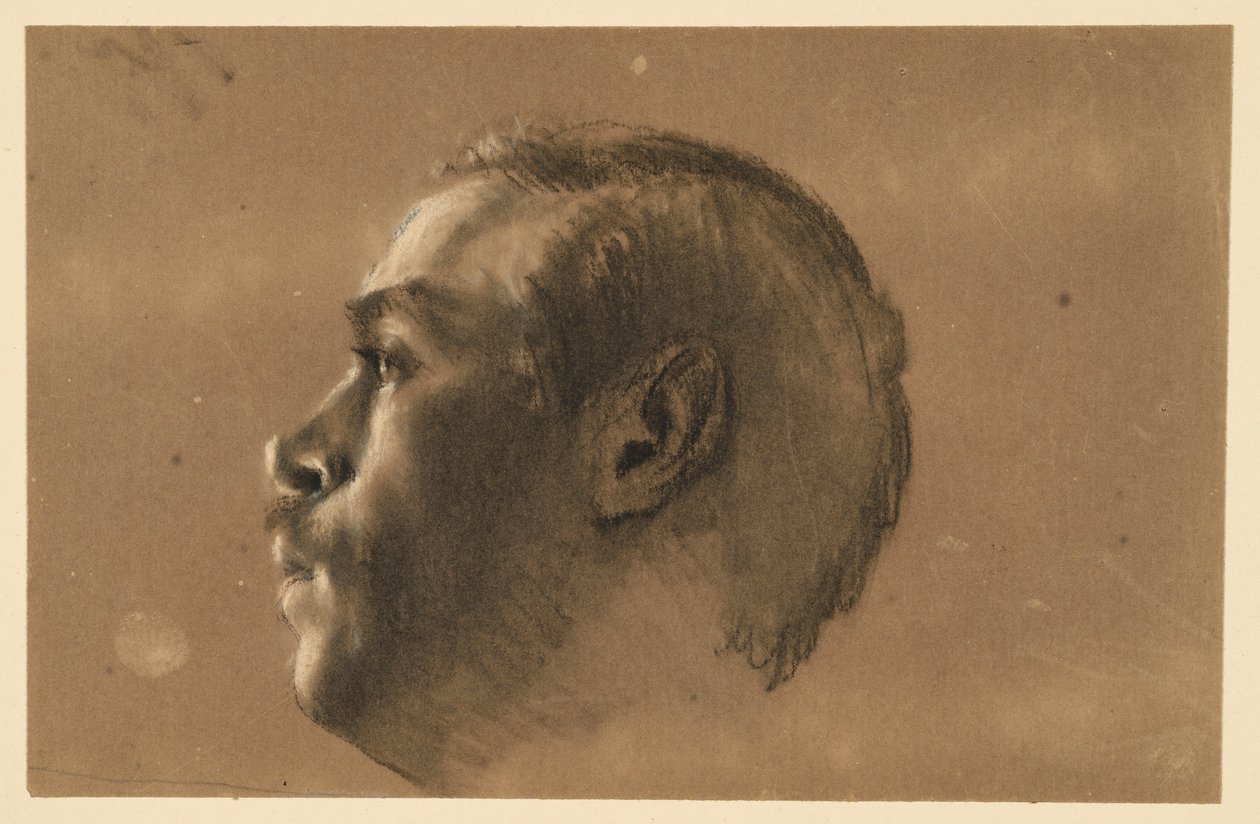 Testa maschile di profilo verso sinistra. Studio preparatorio per "Federico e i suoi a Hochkirch" da Adolph Menzel