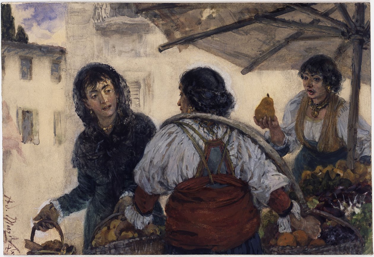 Scena di mercato a Verona da Adolph Menzel