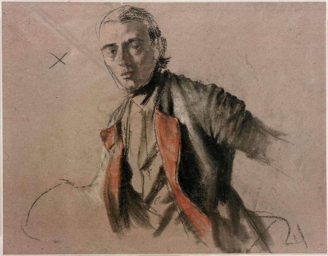 Studio di modello (Richard Menzel) nel ruolo del generale von Stille per il dipinto "La tavola rotonda di Federico il Grande a Sanssouci" da Adolph Menzel