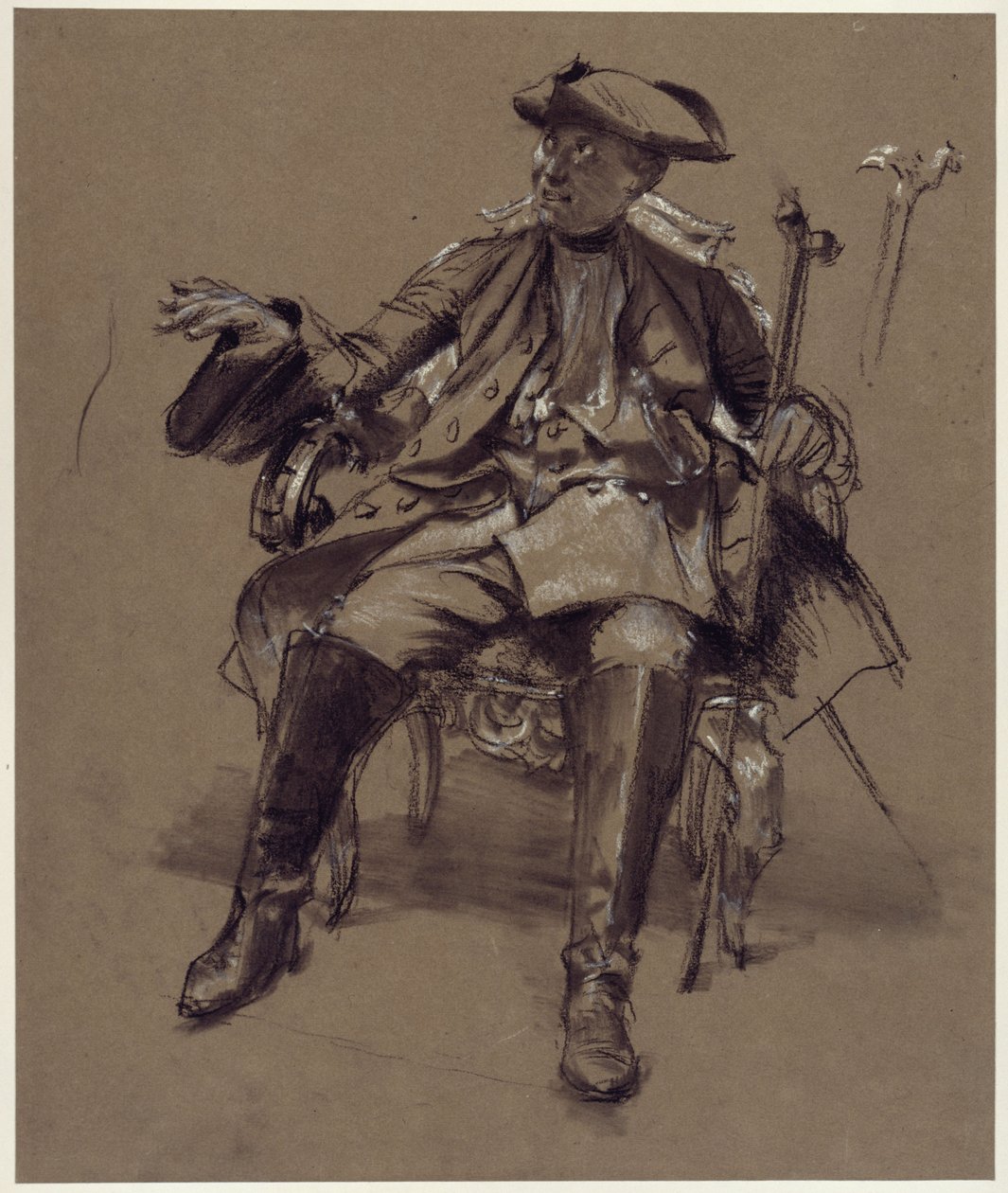 Studio di modello raffigurante Federico I seduto in poltrona da Adolph Menzel