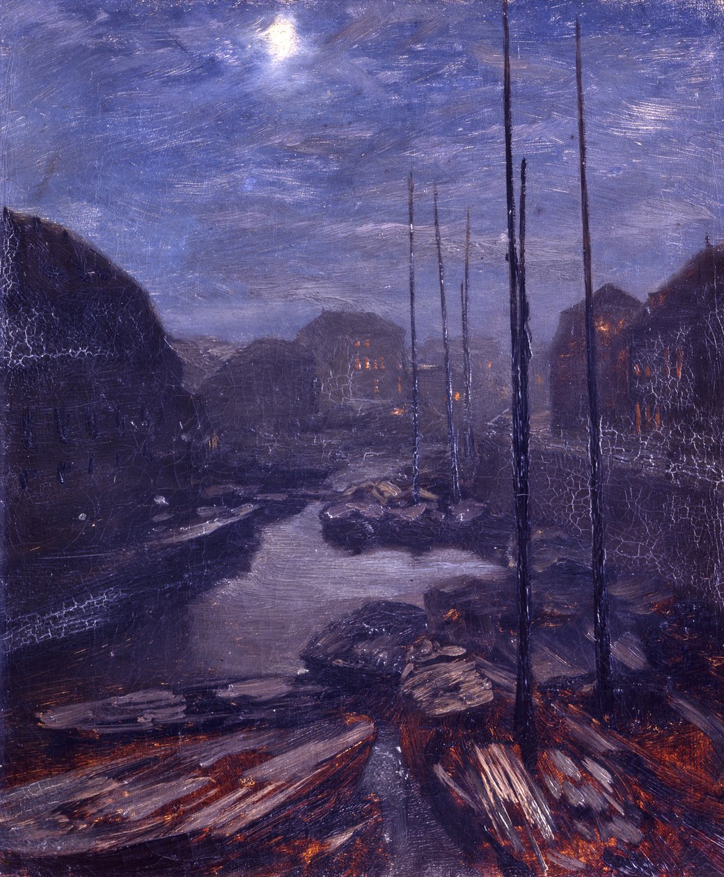 Luce della luna sulla Friedrichsgracht nella Berlino antica da Adolph Menzel