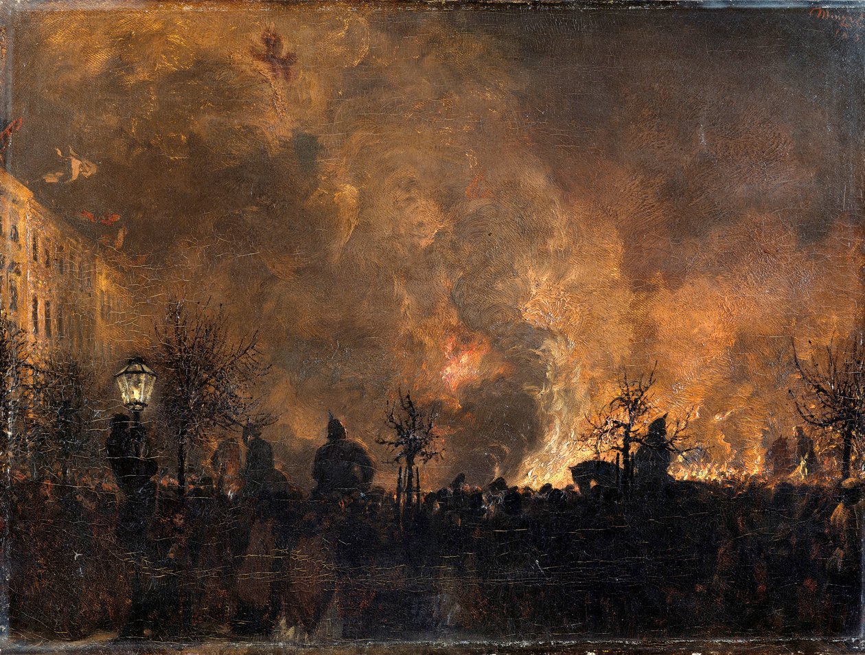 Dopo la fiaccolata. Ammasso delle fiaccole in piazza Dönhoff a Berlino da Adolph Menzel
