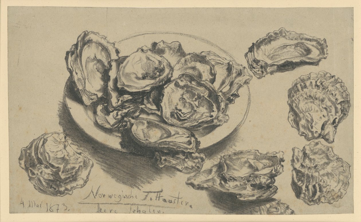 Ostriche grasse norvegesi, gusci vuoti da Adolph Menzel