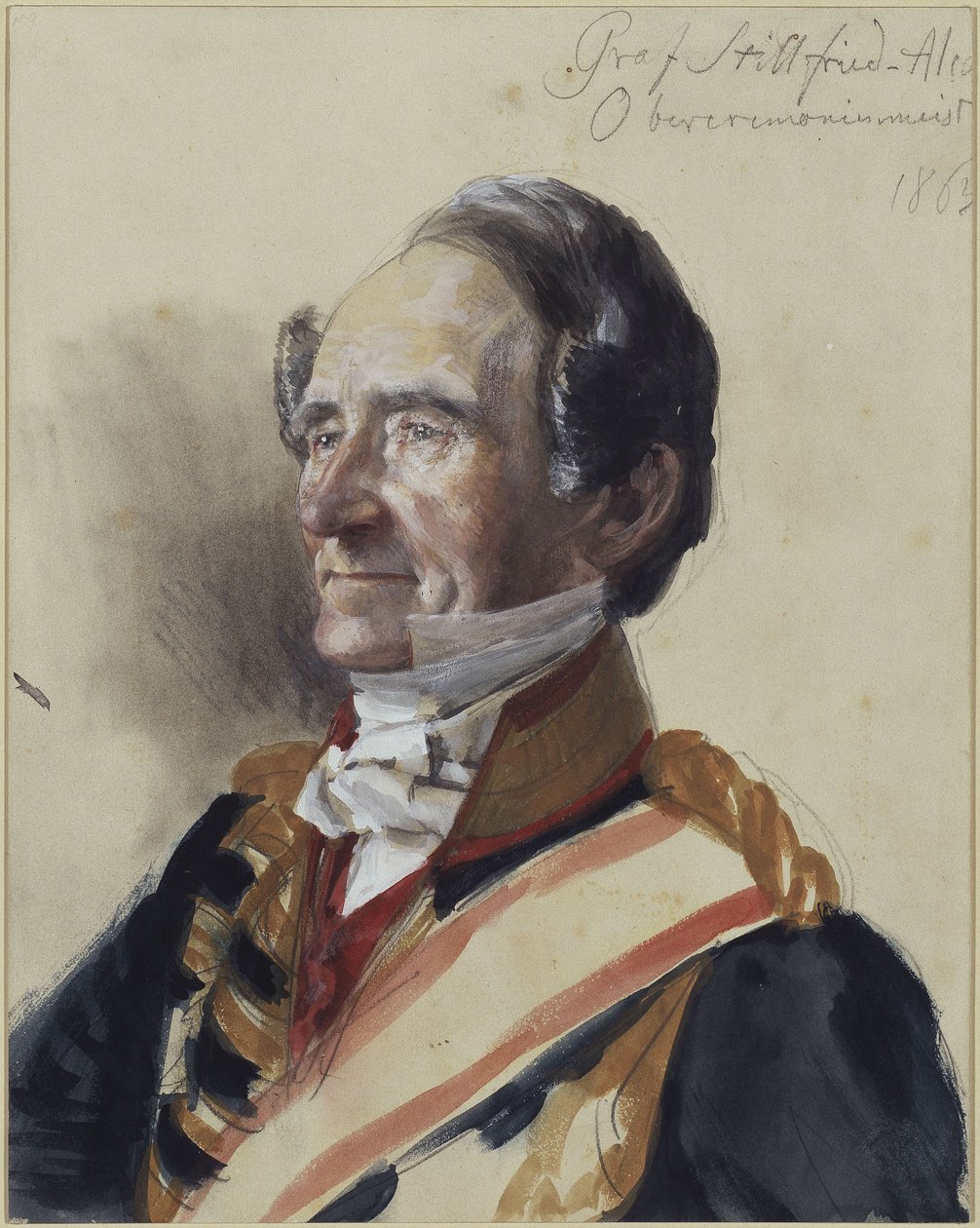 Gran maestro di cerimonie Rodolfo conte Stillfried-Alcantara. Studio per il dipinto "Incoronazione di Guglielmo I a Königsberg" da Adolph Menzel