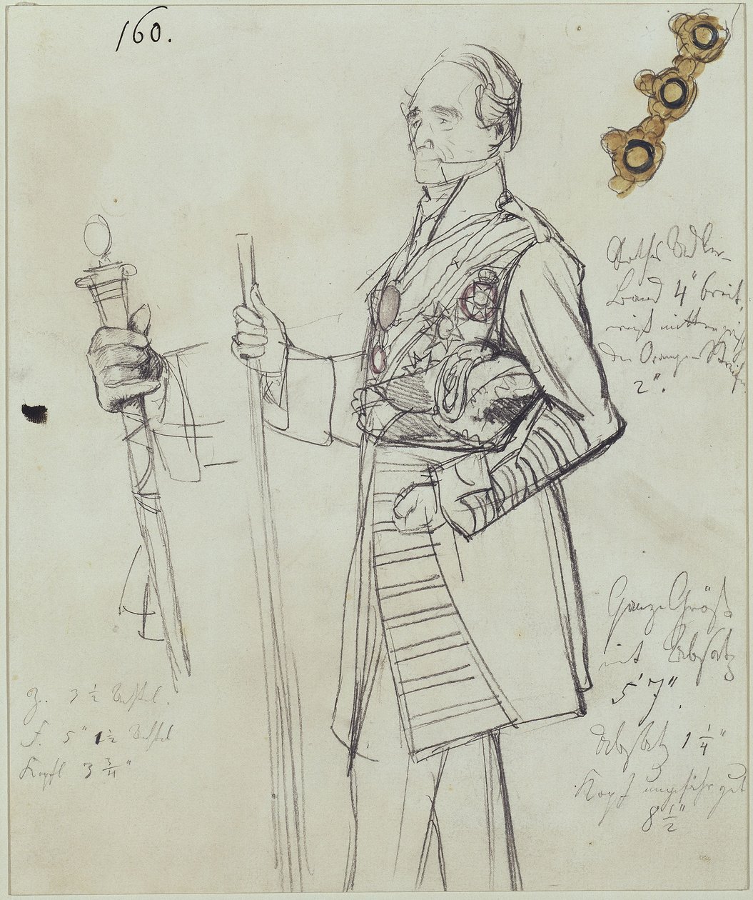 Gran maestro di cerimonie Rodolfo conte Stillfried-Alcantara. Studio per il dipinto «Incoronazione di Guglielmo I a Königsberg» da Adolph Menzel