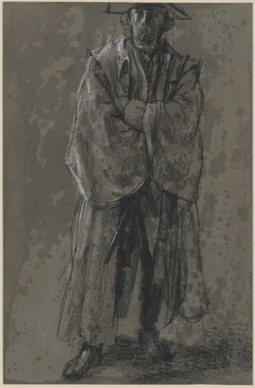 Ufficiale con cappotto e cappello (studio di posa di Moritz von Anhalt-Dessau) da Adolph Menzel