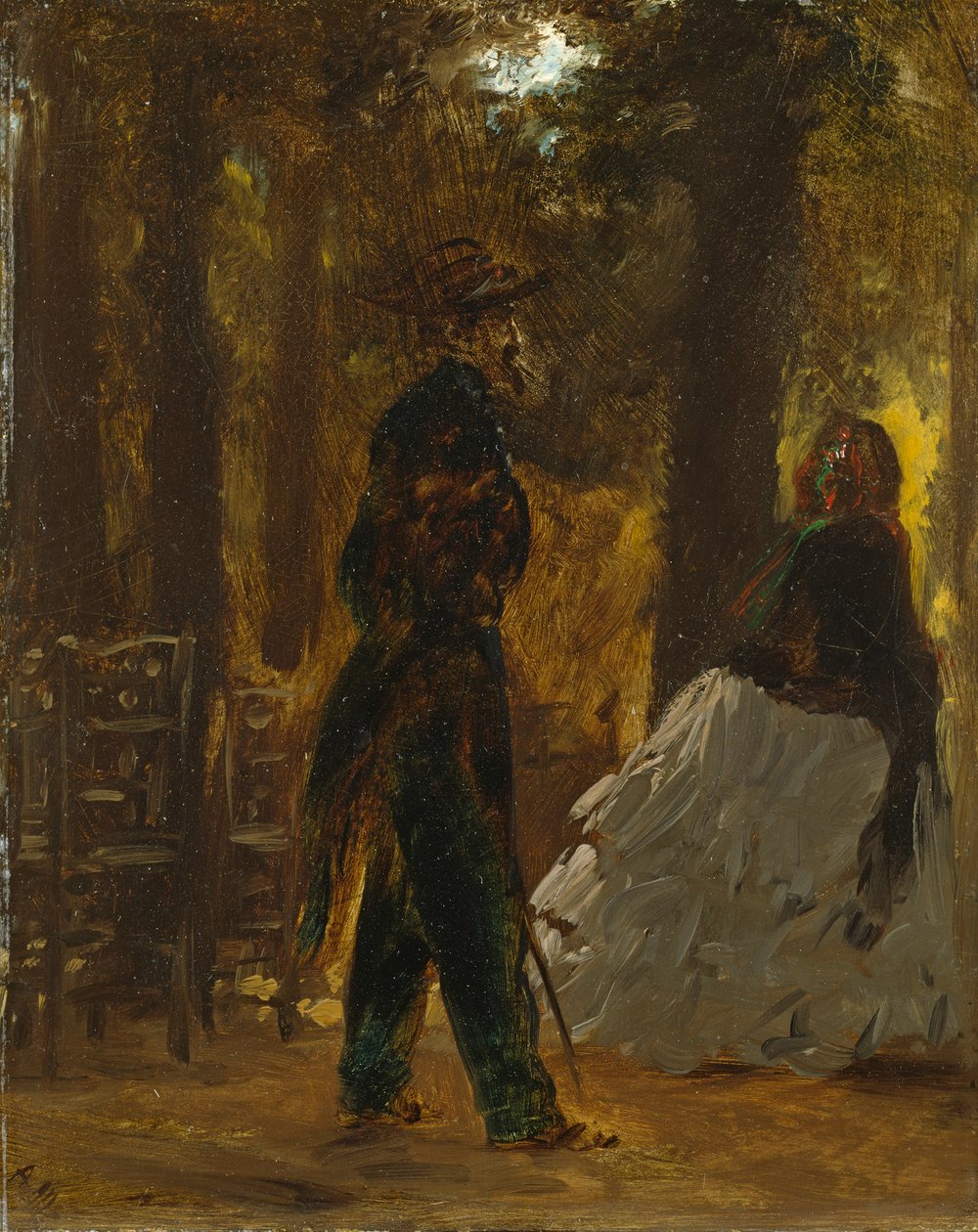 Un poliziotto e una signora nel Giardino delle Tuileries da Adolph Menzel