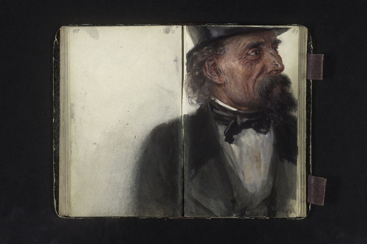 Ritratto di un uomo con il cilindro da Adolph Menzel