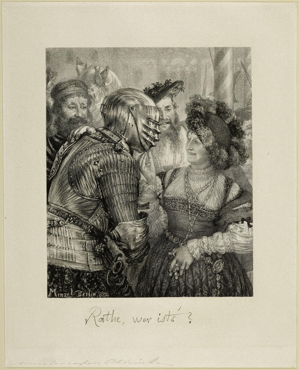 Indovina chi è Scena ambientata a un ballo in maschera in costume cavalleresco. Per il *Deutsches Künstleralbum*, anno 1867 da Adolph Menzel