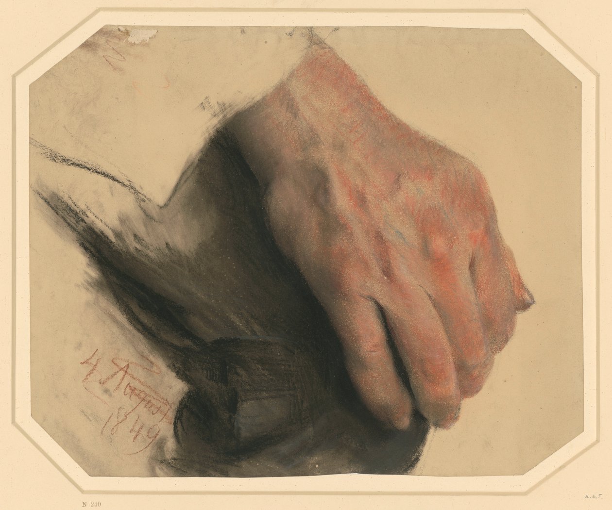 Mano destra di un uomo appoggiata sul ginocchio da Adolph Menzel