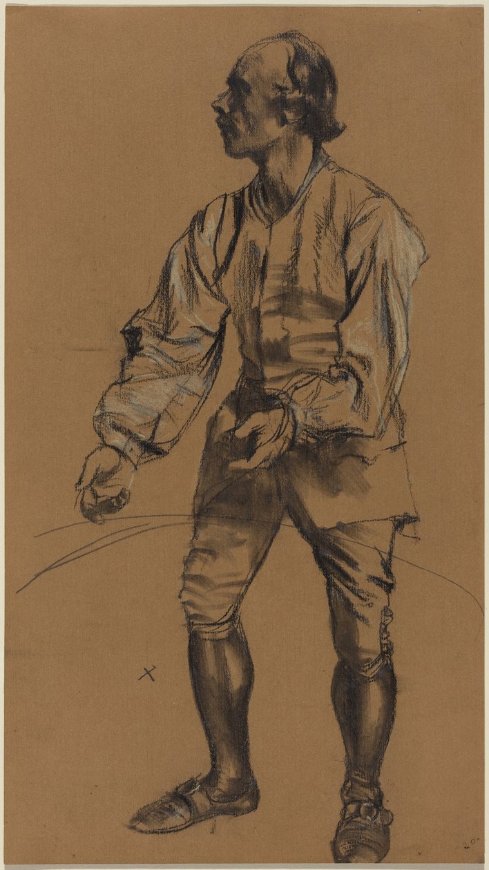 Richard Menzel in posa in costume settecentesco da Adolph Menzel