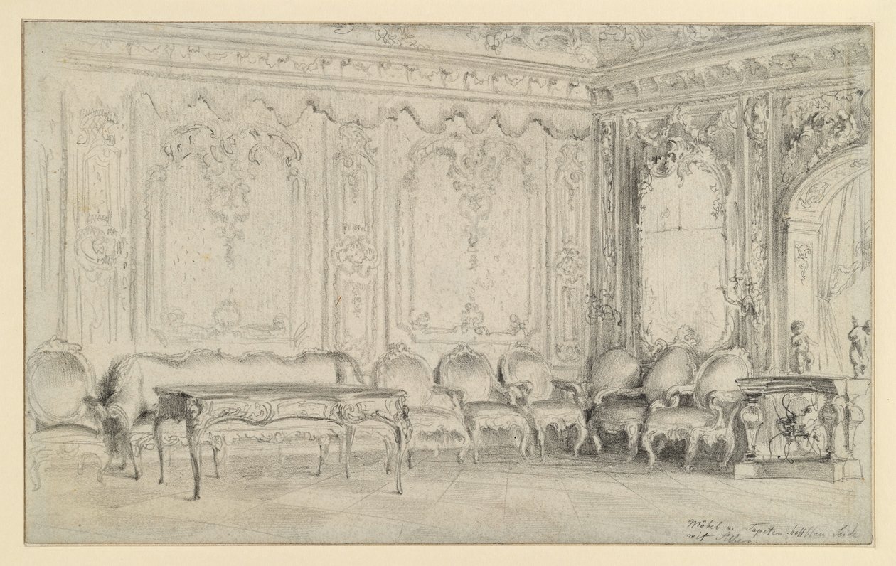 Camera da letto e studio nel Castello di Potsdam da Adolph Menzel