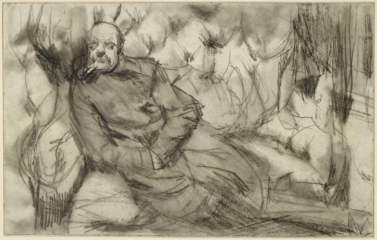 Uomo addormentato in uno scompartimento del treno da Adolph Menzel