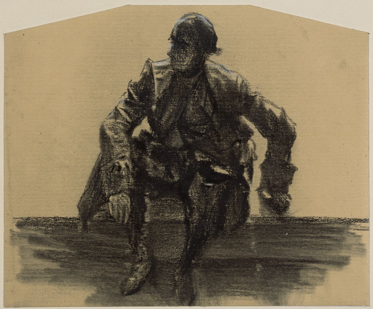 Anziano seduto di fronte, con la mano sinistra appoggiata da Adolph Menzel
