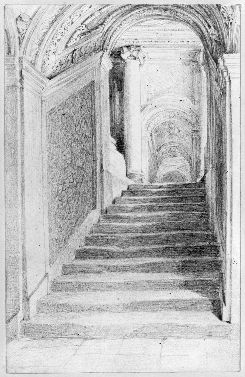Castello di Berlino - Scala della Sala dei Cavalieri (Portale V) da Adolph Menzel