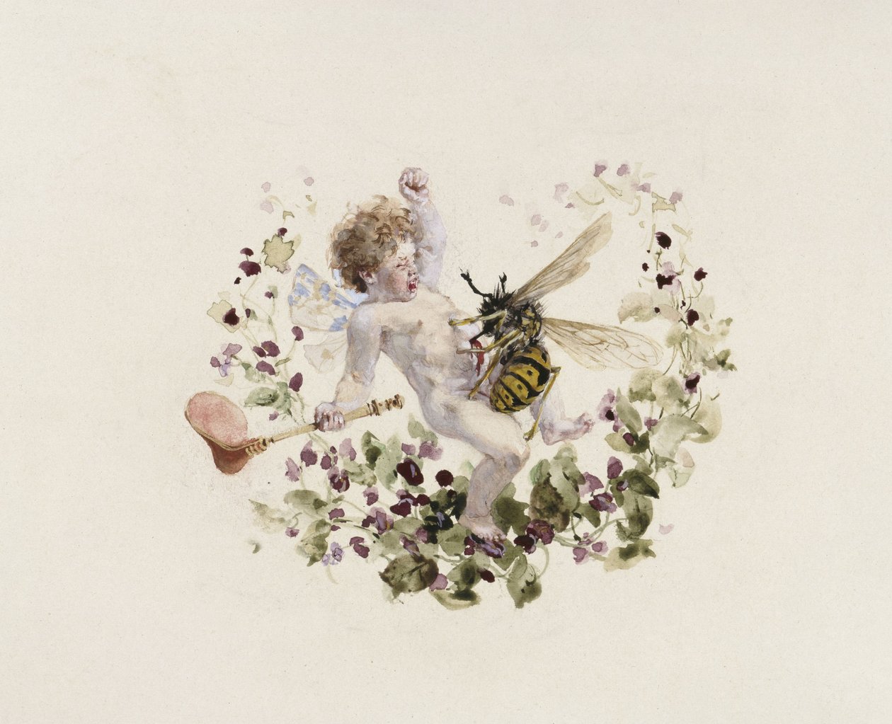 Servizio da tavola: zuppiera, coperchio con putto e vespa da Adolph Menzel