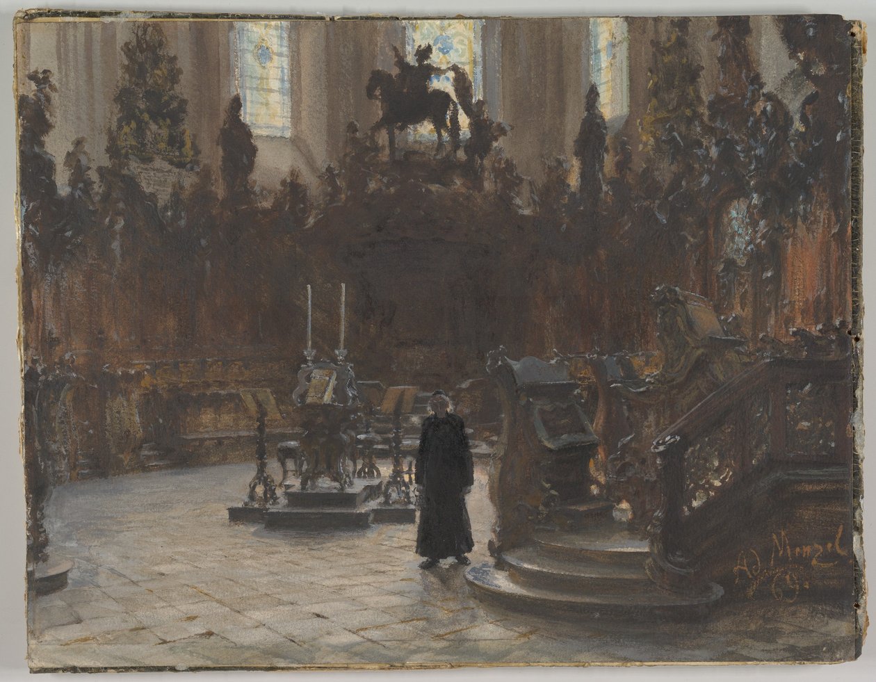 I banchi del coro nella Cattedrale di Magonza da Adolph Menzel