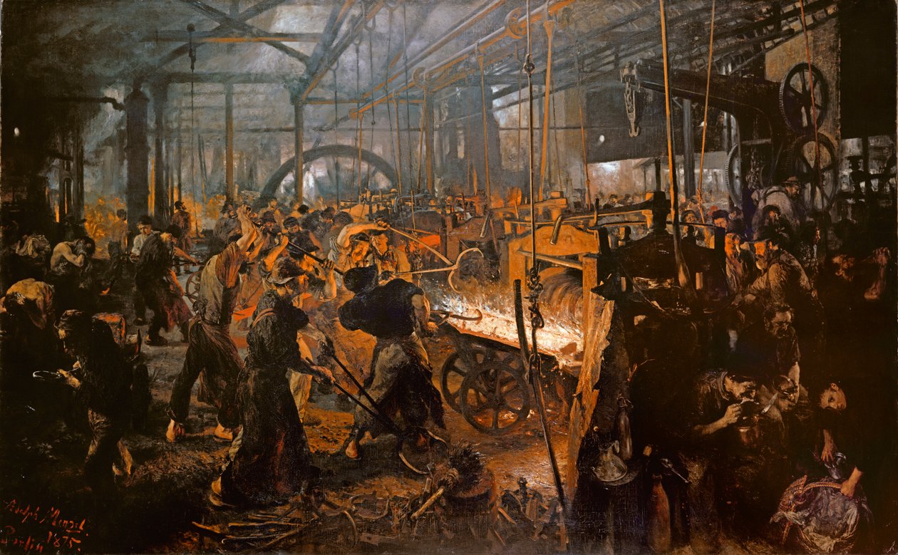 La fabbrica di laminazione del ferro da Adolph Menzel