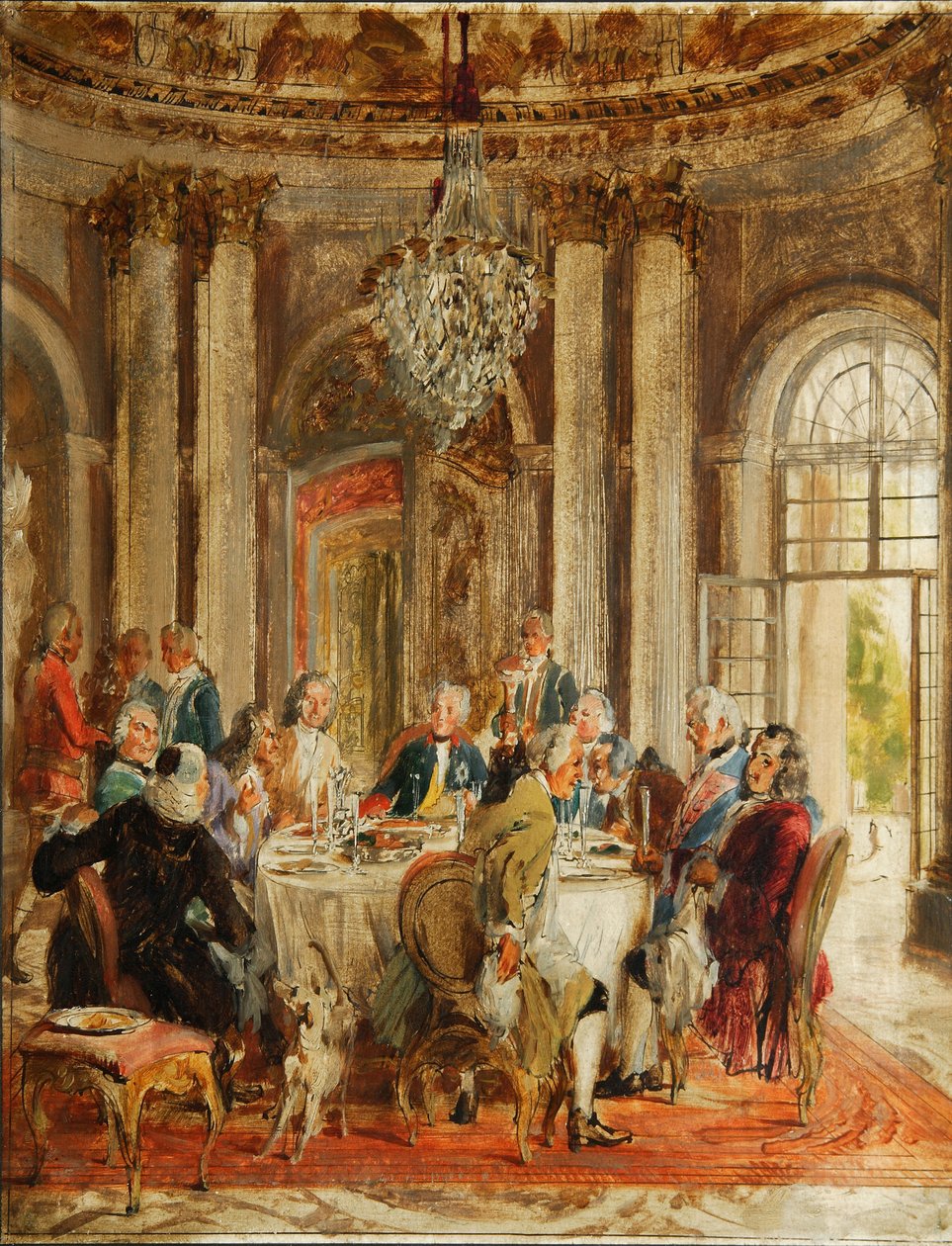 La Tavola Rotonda di Federico II a Sanssouci, schizzo, 1848 da Adolph Menzel