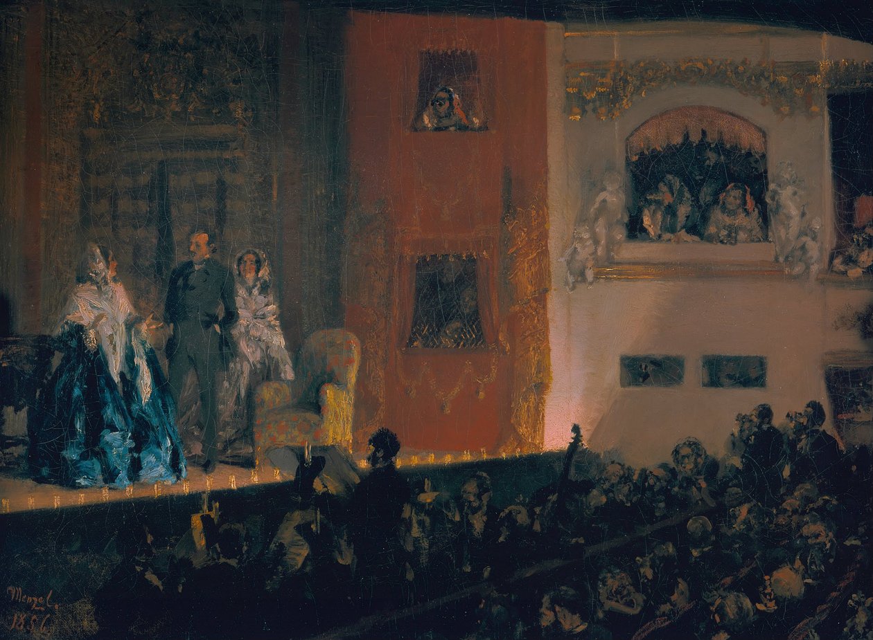 Théâtre du Gymnase a Parigi, 1856 da Adolph Menzel