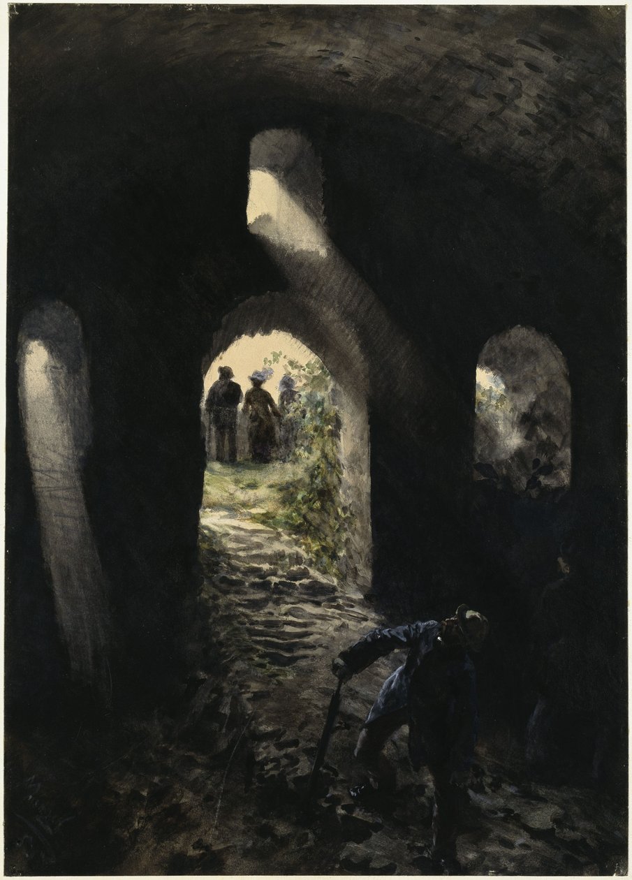 Turisti nelle rovine di Rheinfels da Adolph Menzel