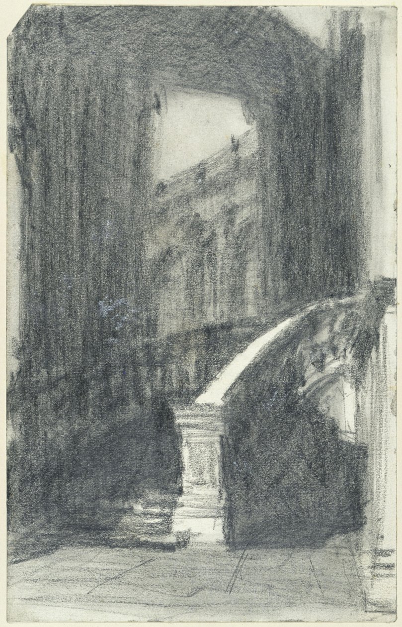 Scala nel padiglione cittadino dello Zwinger a Dresda di notte da Adolph Menzel