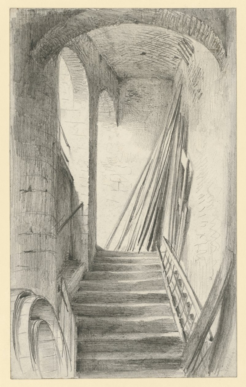 Scala con assi appoggiate a Dresda da Adolph Menzel