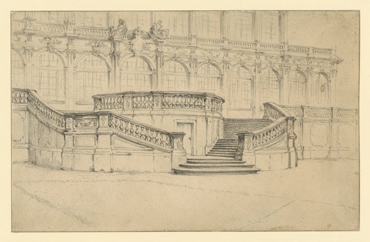Scala che conduce al Salone di Matematica e Fisica nello Zwinger di Dresda da Adolph Menzel