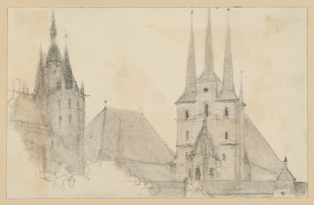 Torri e tetti del Duomo e della chiesa di San Severino a Erfurt da Adolph Menzel