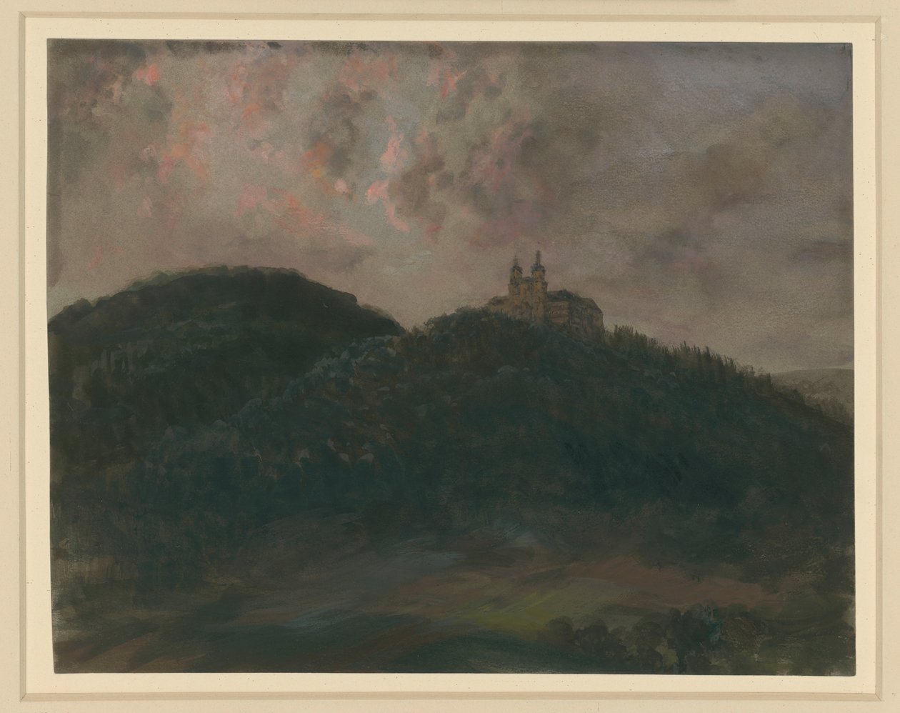 Paesaggio montano boscoso con il monastero di Banz nei pressi di Lichtenfels, in Baviera, in quota da Adolph Menzel