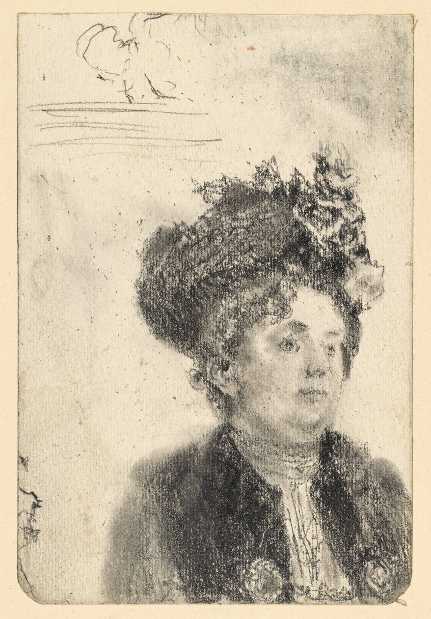 Busto femminile con cappello da Adolph Menzel
