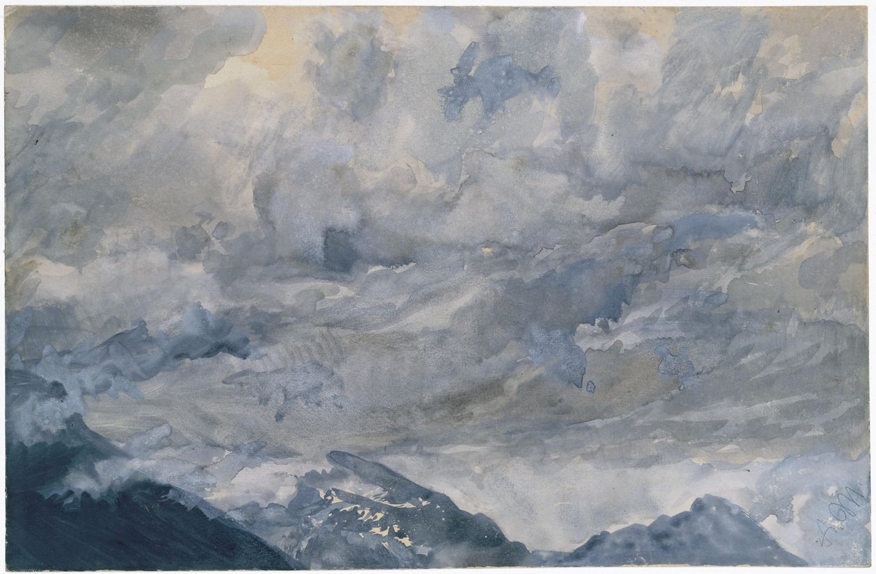 Cielo nuvoloso sopra le cime delle montagne da Adolph Menzel