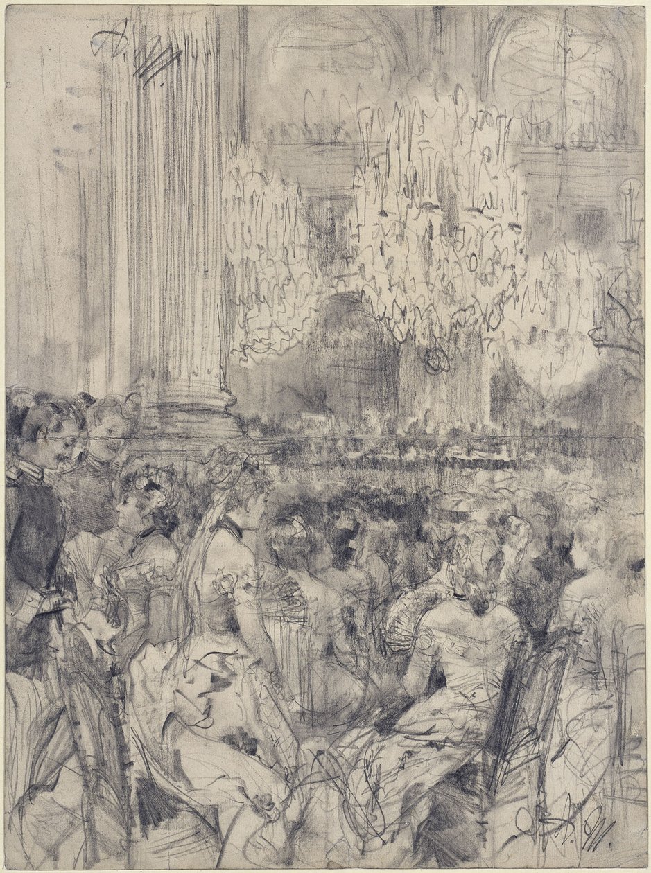 Ascoltatori al concerto nella Sala Bianca del Palazzo di Berlino da Adolph Menzel