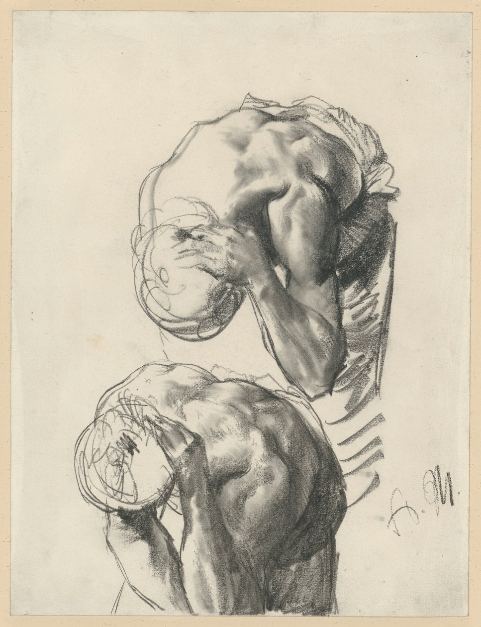 Due studi: operaio che si lava. Studio per «Il laminatoio. Ciclopi moderni» da Adolph Menzel