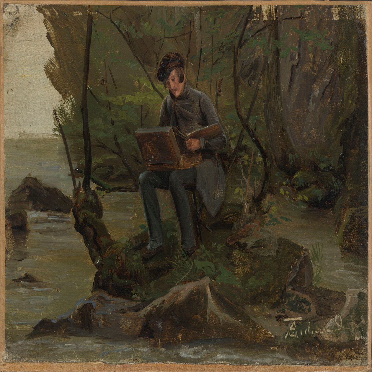 Un pittore alla sua scatola dei colori da Adolph Tidemand