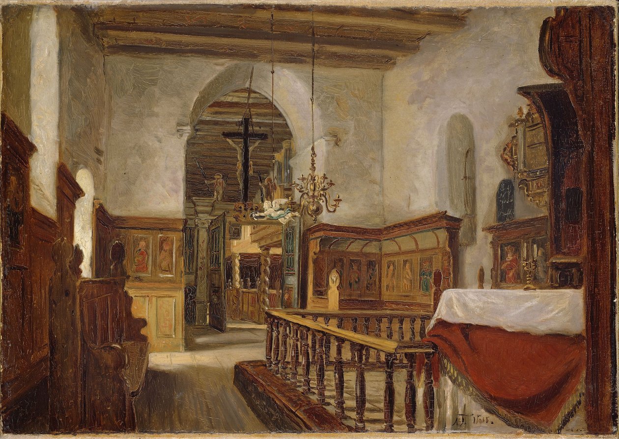 Interno della chiesa di Voss da Adolph Tidemand