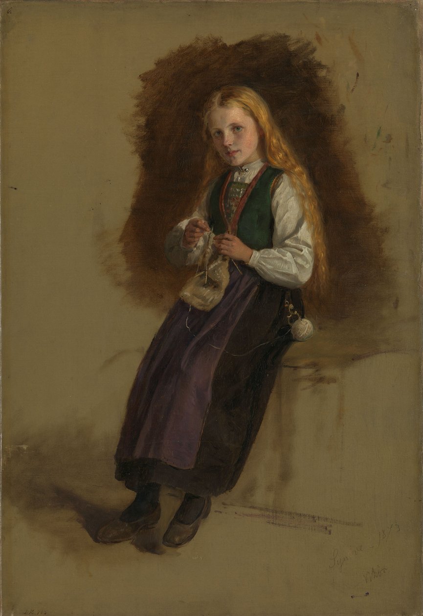 Ritratto di Syneve Larsdatter di Vikør da Adolph Tidemand