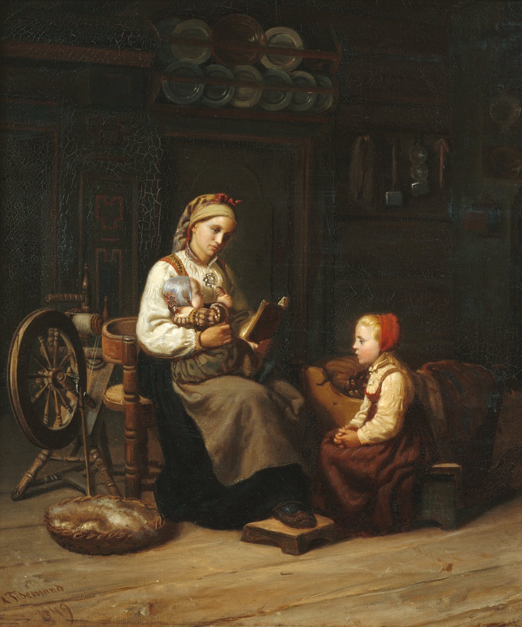 La madre che insegna da Adolph Tidemand