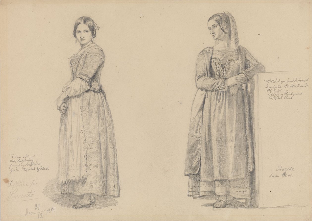 Due donne in piedi da Adolph Tidemand